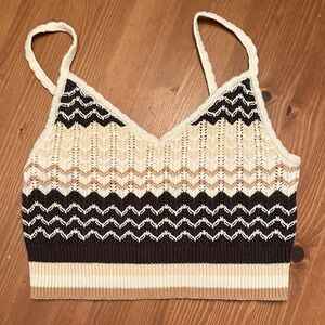 American Eagle Outfitters Chevron Knit Camisole - Black, Brown, Cream